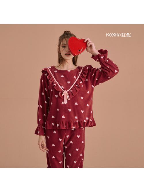 歌瑞尔19009hy甜美印花摇粒绒睡衣 秋冬里的温暖拥抱